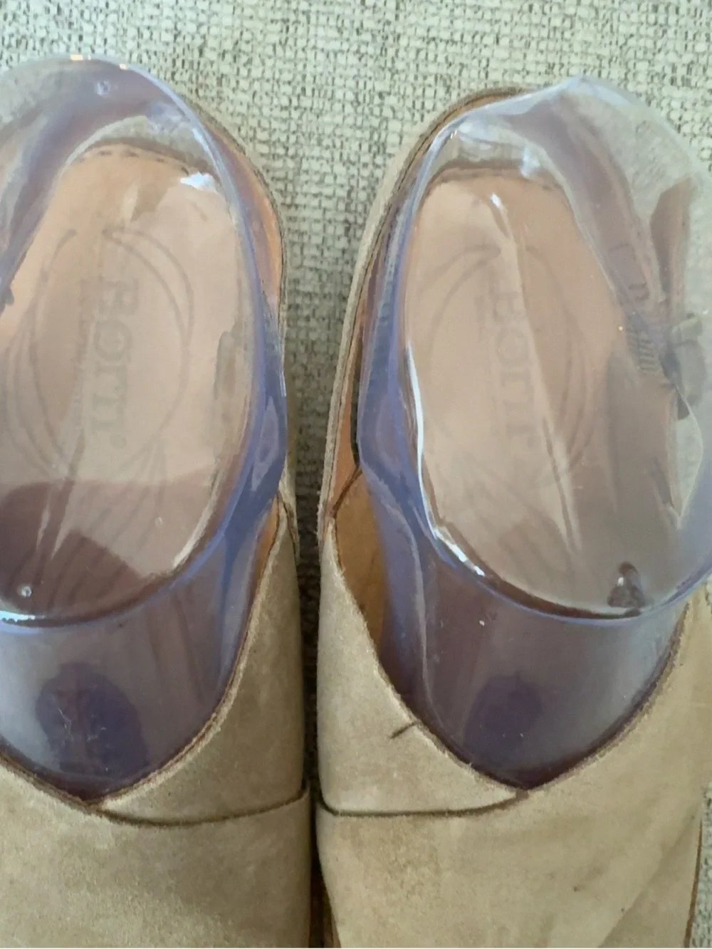 Born Balanga Suede Crisscross Slide Sandals Taupe Comfort Shoes Size 8 NWOB